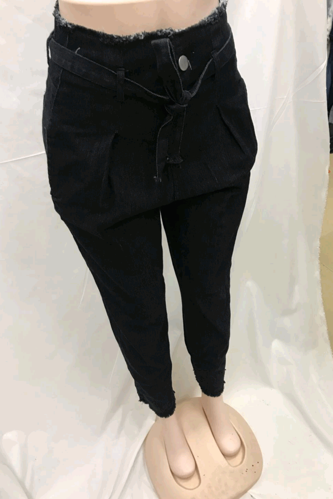 Damen Flowerbed Jeans mit hoher Taille und Gürtel