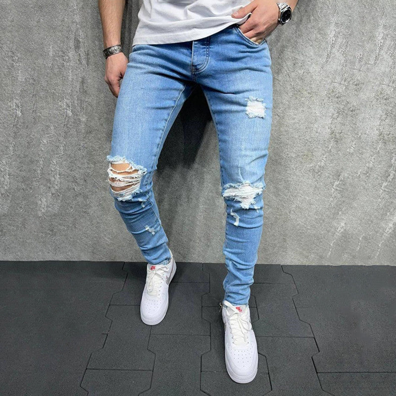 Herren Slim Fit Stretch Jeans Ripped Skinny Jeans für Männer, Distressed Straight Leg Fashion Comfort Flex Waist Pants